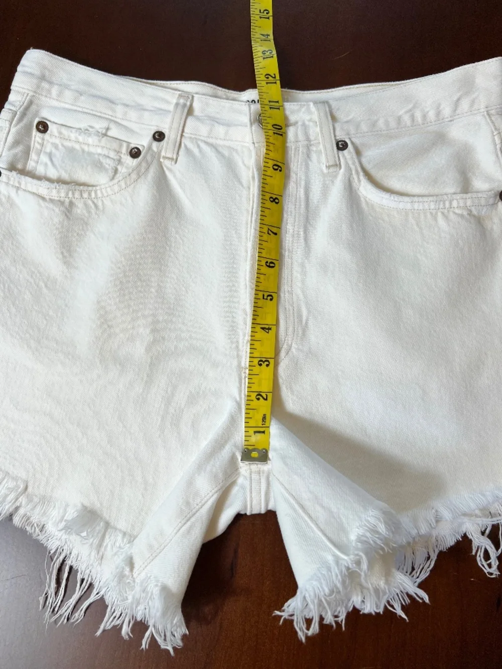 Agolde Parker Long Distressed Denim Cut-Off Shorts